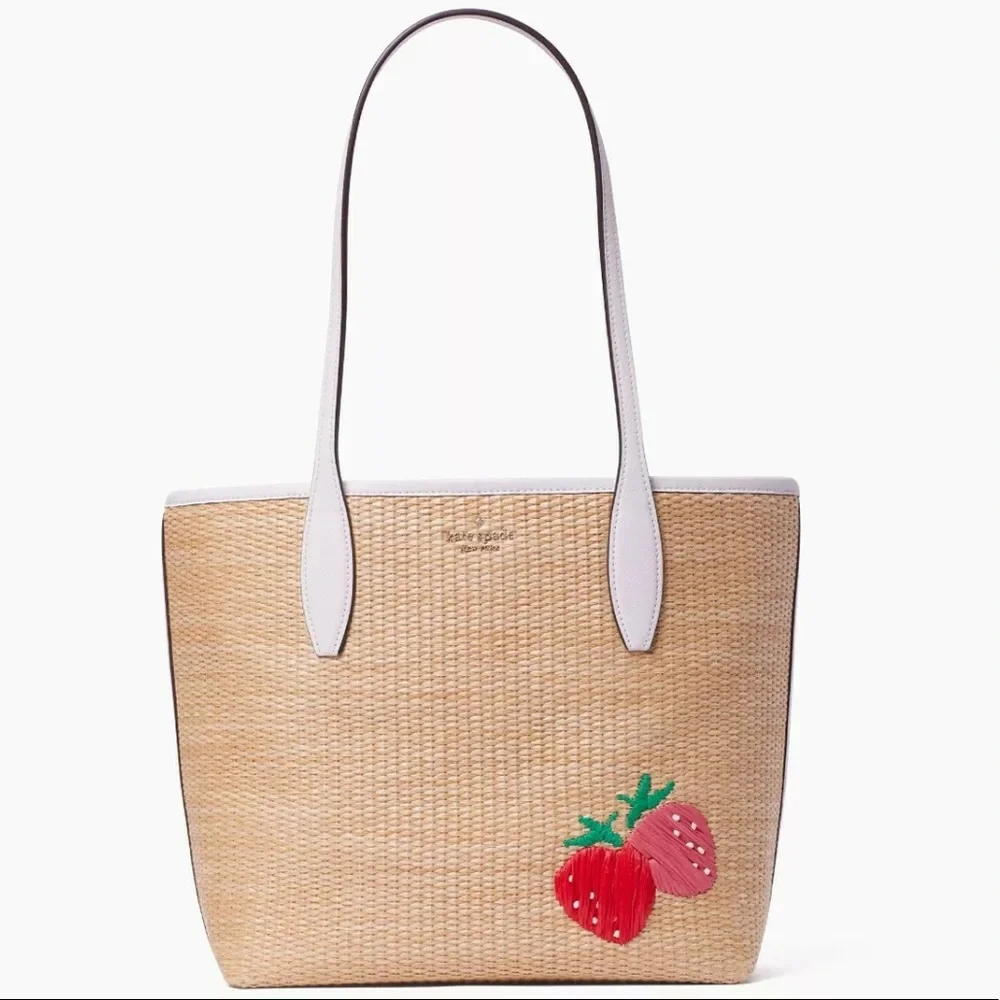 β οΈ BF SALE Kate spade strawberry straw tote wristlet pink - Picture 4 of 4